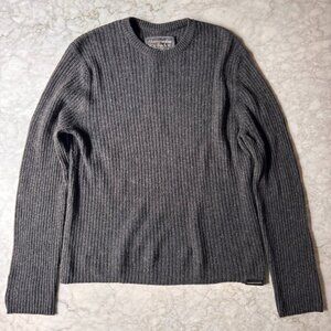Y2K Vintage Abercrombie & Fitch Mens Wool Blend Ribbed Gray Sweater Large L